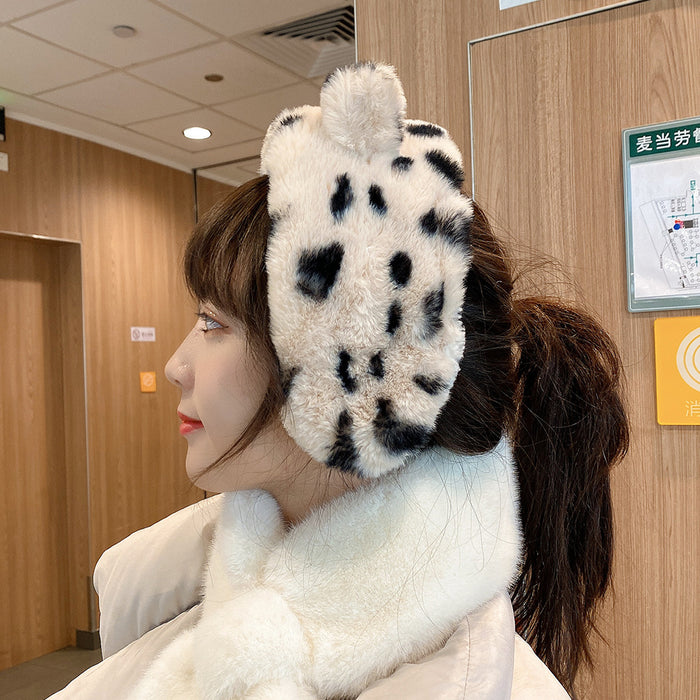 Ayado al por mayor Ladera de protección de oídos de invierno Animal Leopardo Warm Impresión JDC-EF-HuanQ003