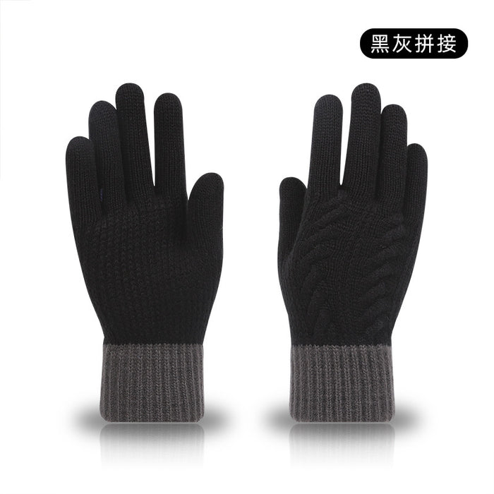 Wholesale Gloves Acrylic Winter Vintage Jacquard Patchwork Knitted Touch Screen MOQ≥2 JDC-GS-LiR002