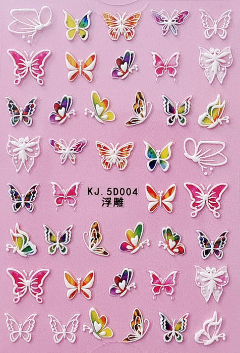 Wholesale Eco-Friendly Resin 5D Embossed Butterfly Nail Stickers MOQ≥10 JDC-NS-Jinjia004