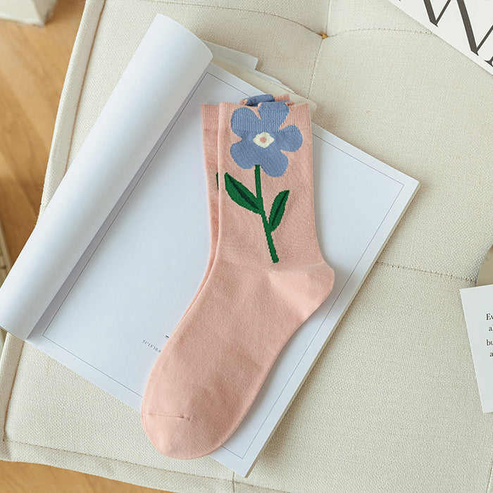 Wholesale summer three-dimensional flower mid-tube socks JDC-SK-XiuJi002