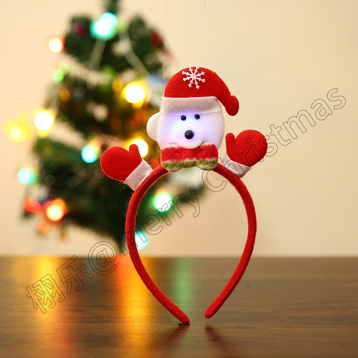 Wholesale Headband Cloth LED Light Christmas Old Man Snowman Antlers MOQ≥2 JDC-HD-XinM001