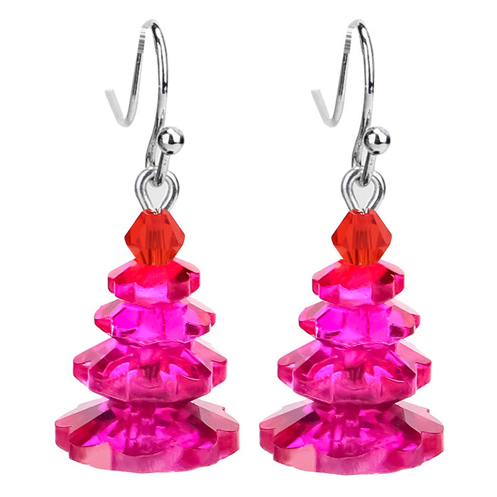 Wholesale Christmas Tree Earrings Multilayer Electroplating Crystal Earrings MOQ≥3 JDC-ES-QiuX001