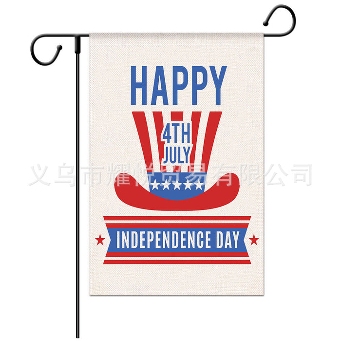 Wholesale 4th of July Independence Day Linen Garden Flag Festival Double Sided Garden Hanging Flag MOQ≥2 JDC-DC-YaoYue001