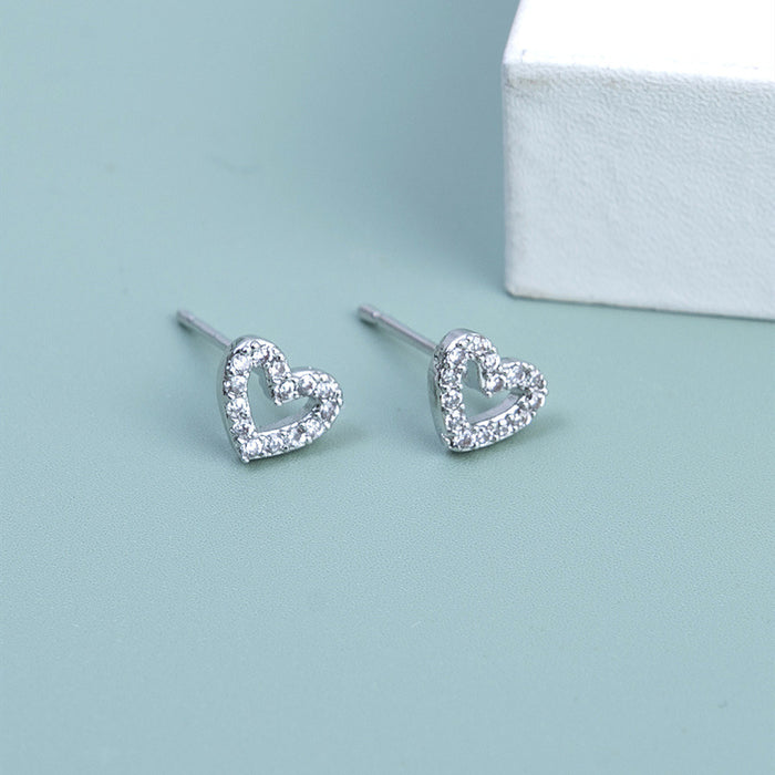Wholesale Silver Diamond Zircon Geometric Stud Earrings Ins Temperament JDC-ES-CM019