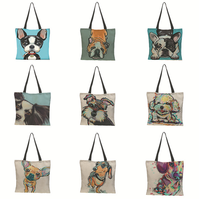 Jewelry WholesaleWholesale Hand Painted Dog Pattern Shopping Bag JDC-SD-QTu006 Shoulder Bags 仟图 %variant_option1% %variant_option2% %variant_option3%  Factory Price JoyasDeChina Joyas De China