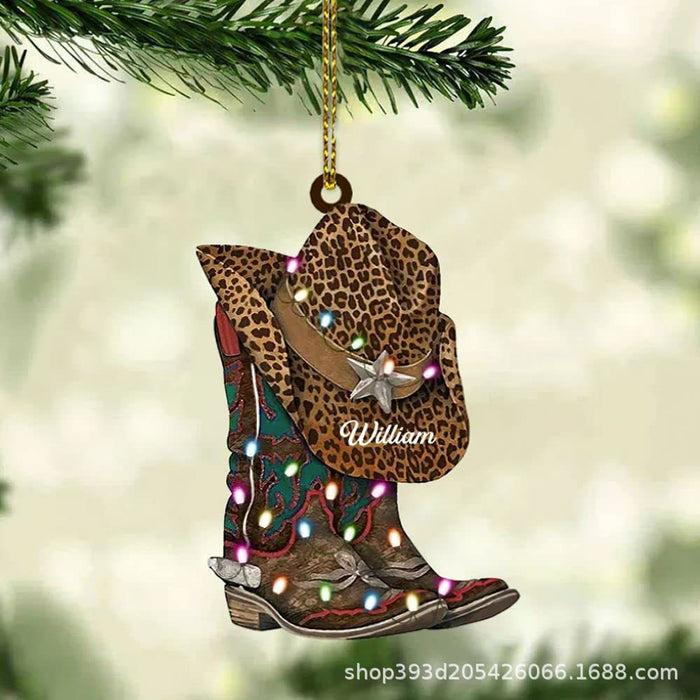Botas de vaquero acrílico al por mayor decoración del árbol de Navidad Decoración del automóvil MOQ≥3 JDC-DCN-ZANA005