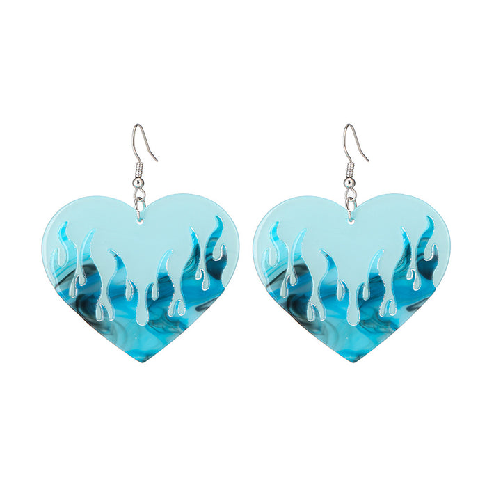 Wholesale Earrings Resin Colorblock Heart Acetate Earrings MOQ≥2 JDC-ES-Yida022