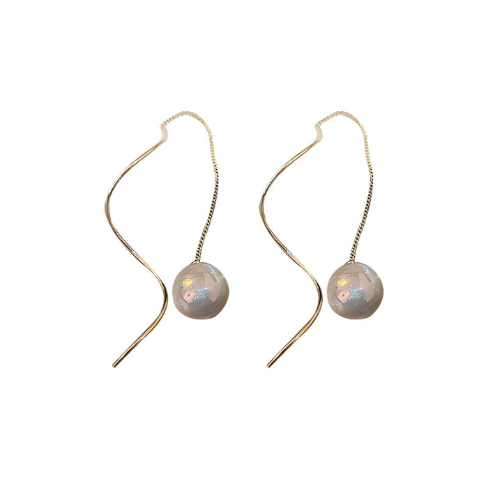 Wholesale Electroplated Silver Needle Zircon Mermaid Pearl Flower Earrings JDC-ES-BY306