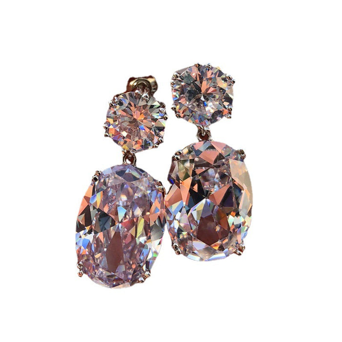 Wholesale temperament fashion egg-shaped large zircon earrings JDC-ES-Chenrui010