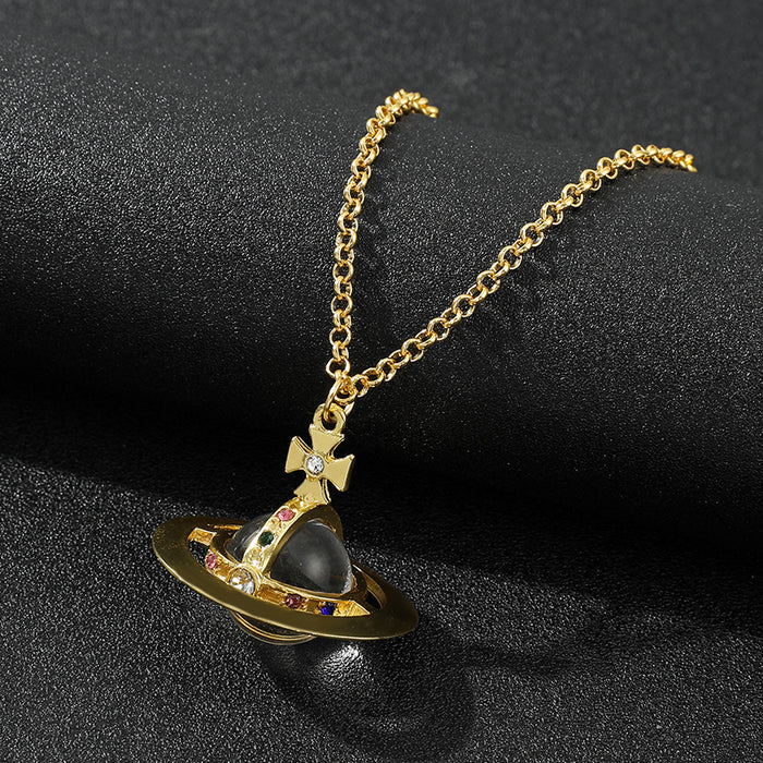 Collar estéreo de diamantes de Saturno al por mayor jdc-ne-zhoux001