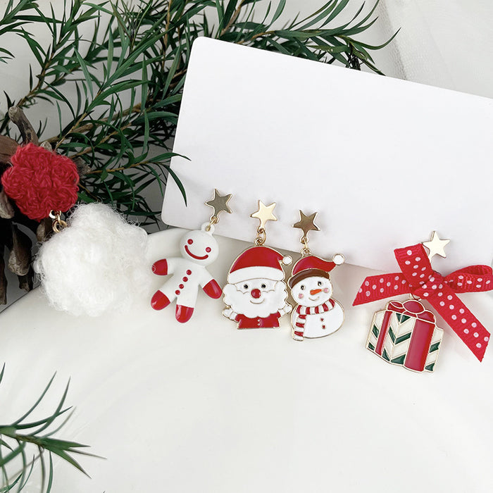 Wholesale Earring Metal Drip Oil Christmas Holiday Cartoon Cute One JDC-ES-ABL004