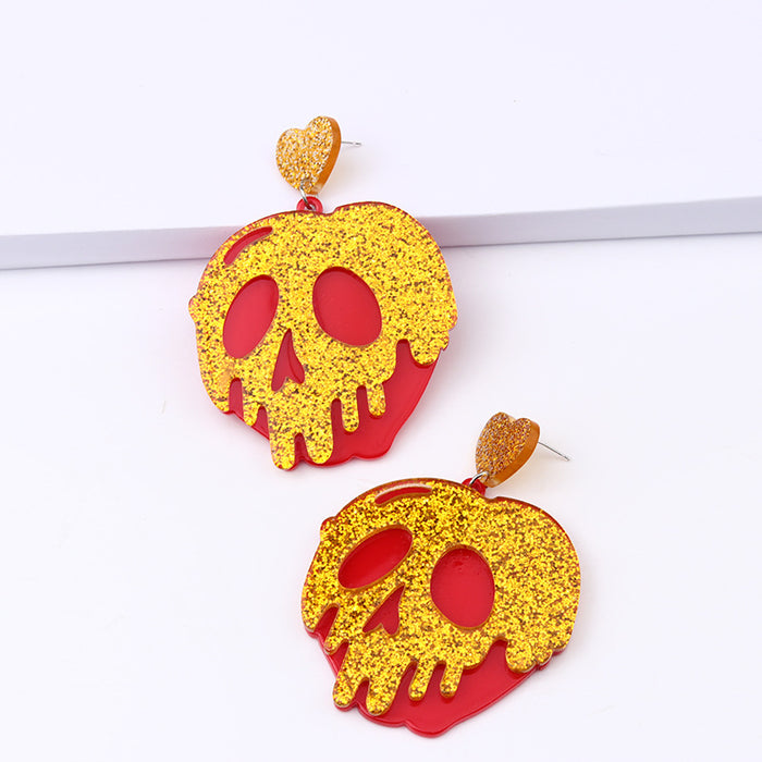 Wholesale Earrings Acrylic Halloween Skull Pumpkin MQO≥2 JDC-ES-duai035