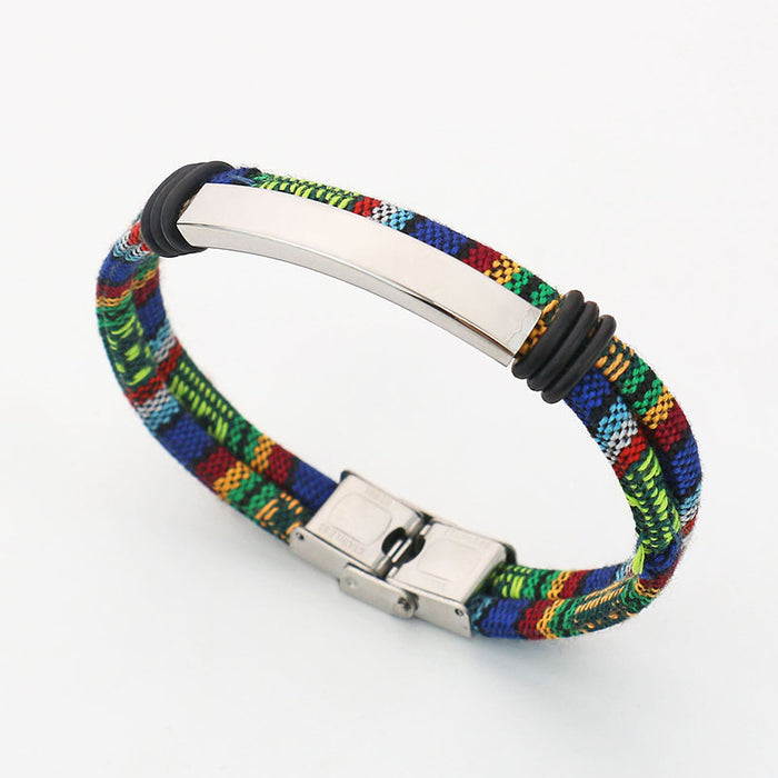 Wholesale Bracelet Stainless Steel Handmade Cloth Rope Couple Bracelet MOQ≥3 JDC-BT-LongN003