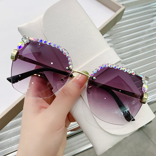 Jewelry WholesaleWholesale rimless cut edge women's diamond sunglasses JDC-SG-ZhanH001 Sunglasses 展亨 %variant_option1% %variant_option2% %variant_option3%  Factory Price JoyasDeChina Joyas De China