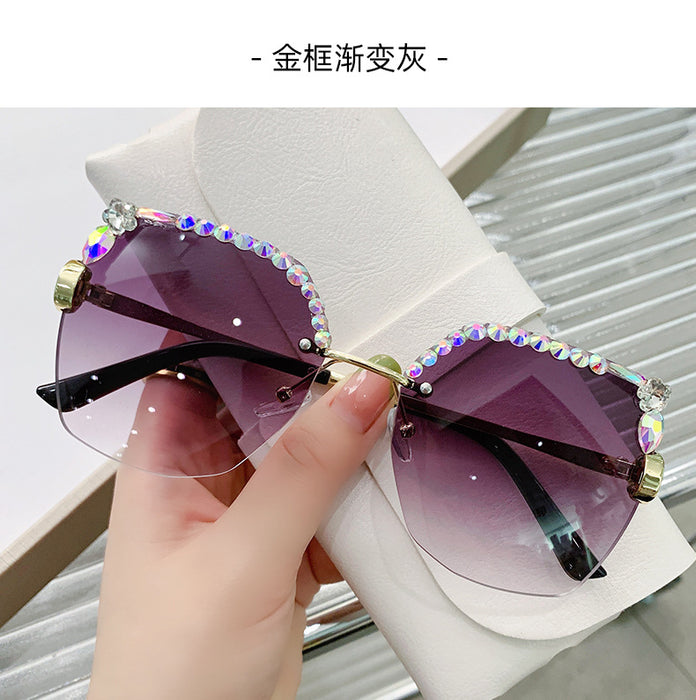 Gafas de sol de diamantes de femenina de corte de corte por el bordes al por mayor jdc-sg-zhanh001