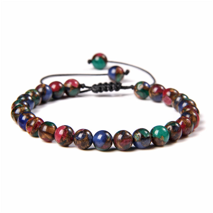 Wholesale 6mm Natural Stone Beads Handwoven Sports Energy Bracelet JDC-BT-YinY008