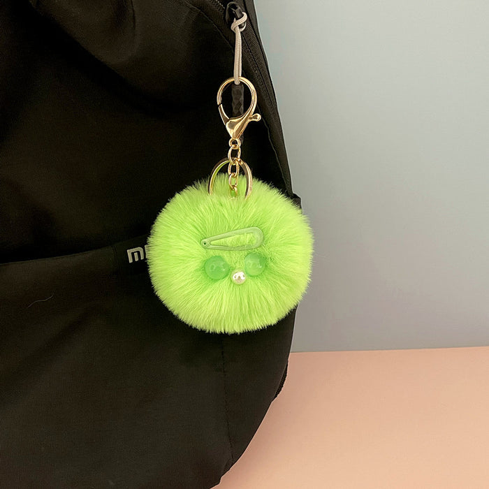 Wholesale Imitation Mink Hair Clip Hair Ball Keychain MOQ≥2 JDC-KC-YYue002
