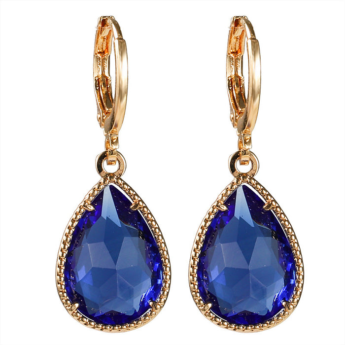Wholesale Crystal Copper Rare Earth Glass Water Drop Earrings MOQ≥2 JDC-ES-Yongz003