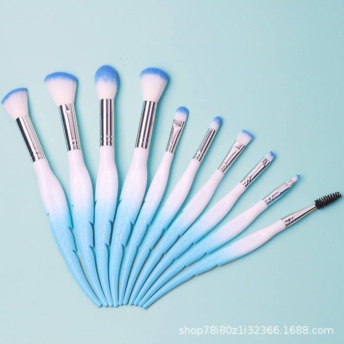 Gradient de gros plume Feather Nylon Plastic Makeup Brush Set JDC-MB-YIM004