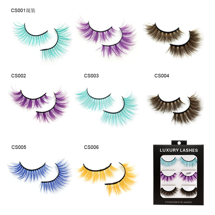 Wholesale 3D Color High Imitation Mink Hair Thick Curly Eyelashes JDC-EY-JST011