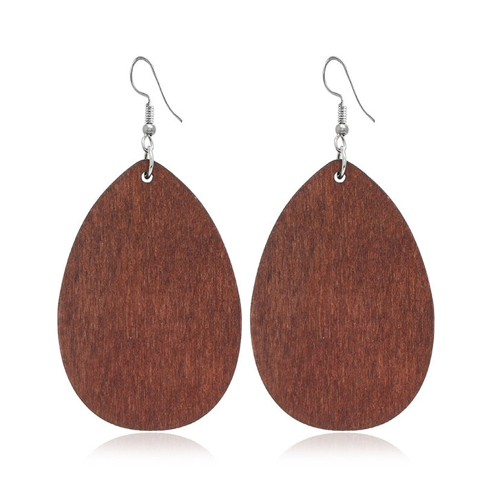 Wholesale Earrings Wooden Geometric Cutout MOQ≥5 JDC-ES-QMai001