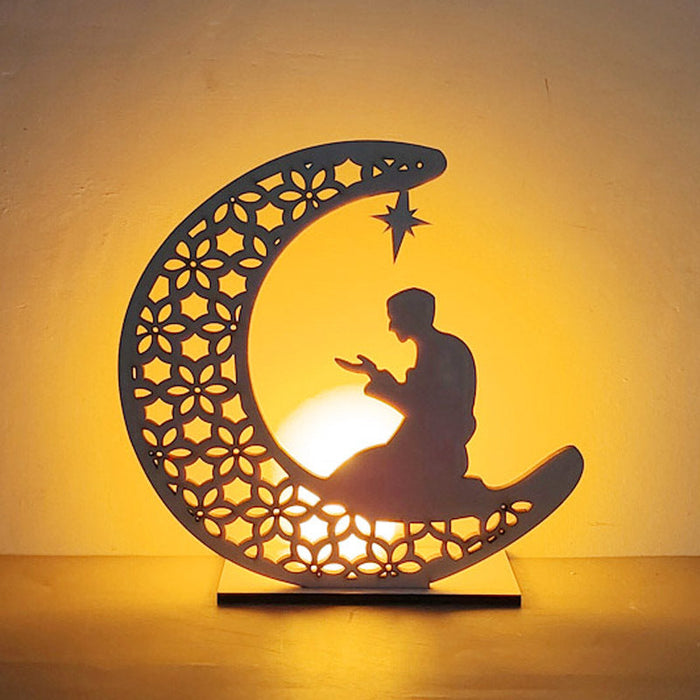 Craft de madera al por mayor Eid al-Adha Decoración Lámpara de luna JDC-DCN-MOWEI001