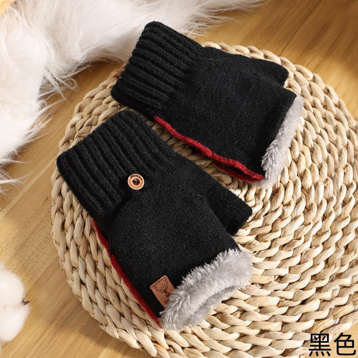 Wholesale Gloves Imitation Cashmere Winter Half Finger Flip Knitted Leaky Finger Thickening MOQ≥2 JDC-GS-RH015