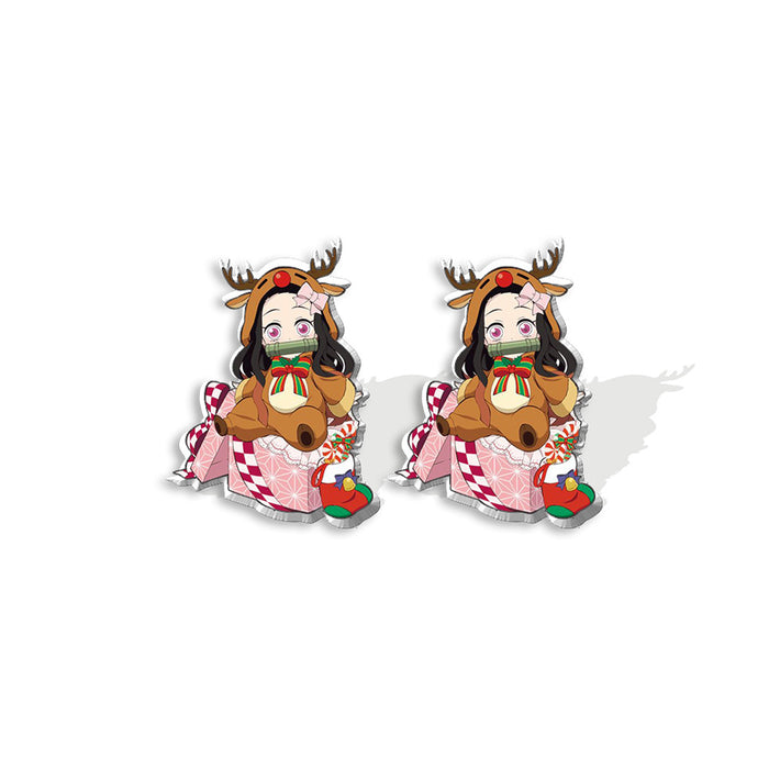 Wholesale Earrings Acrylic Christmas Cartoon Character Fun Stud Earrings MOQ≥2 JDC-ES-XiangL031