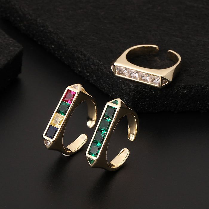 Wholesale Ring Copper Zircon Multi-color Adjustable MOQ≥2 JDC-RS-ShangY009
