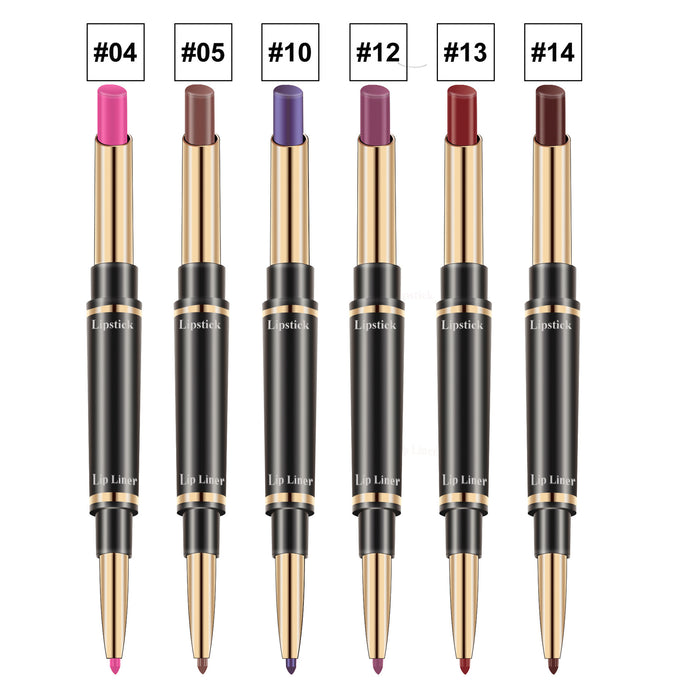 Wholesale double-ended lipstick pen waterproof non-removing makeup and color development thin tube lipstick lip liner JDC-MK-MTeng004