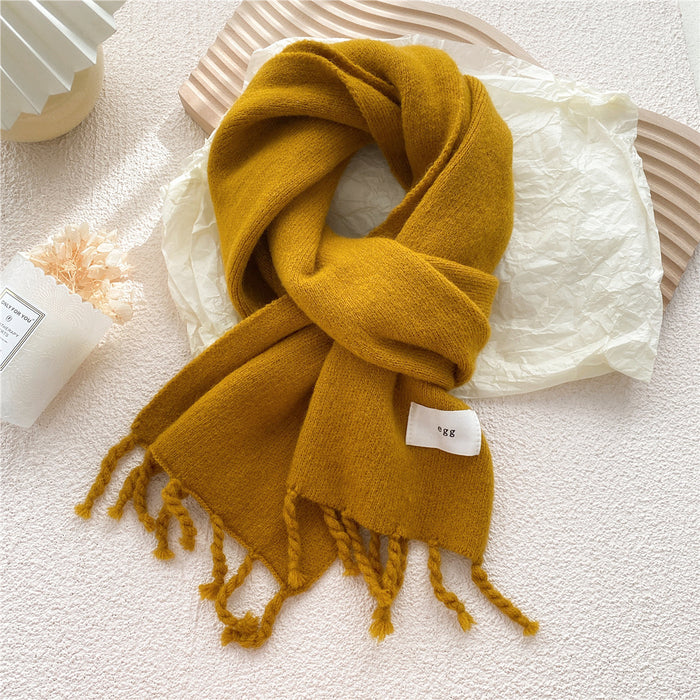 Wholesale Scarf Acrylic Cotton Solid Color Letter Label Knit Sports Warm Winter JDC-SF-Shier002