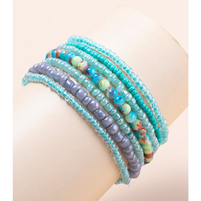 Wholesale Bracelet Glass Rice Beads Holiday Style Stacked Bohemian MOQ≥3 JDC-BT-XLH013