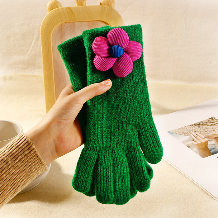 Wholesale Gloves Wool Cute Flower Knitted Touch Screen JDC-GS-HaiD003