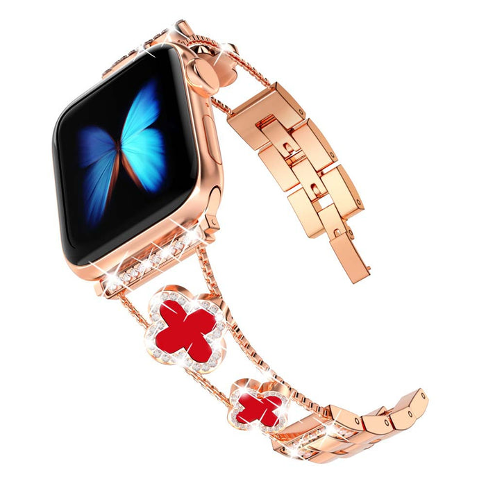 Wholesale Apple Watch Four Leaf Clover Stainless Steel Strap JDC-WB-GQN003