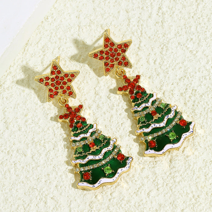Wholesale Earrings Alloy Christmas Tree Cute JDC-ES-JUYAO014