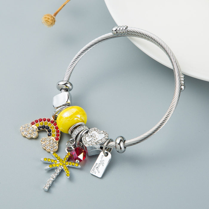 Wholesale DIY Diversified Heart Pendant Wire Bracelet JDC-BT-HeM014