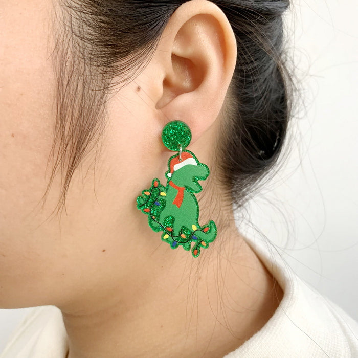 Wholesale Earrings Acrylic Christmas Dinosaurs JDC-ES-XueP061