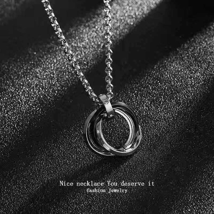 Wholesale Necklaces Titanium Steel Fashion Double Ring JDC-NE-LianL003