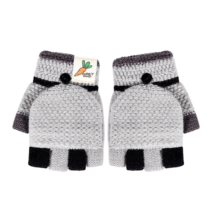 Wholesale Gloves Plush Warm Cute Flip Half Finger Knitted Touch Screen JDC-GS-RH021