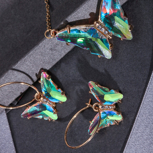 Jewelry WholesaleWholesale Light Luxury Butterfly Glass Earrings Necklace Set JDC-ES-AMS002 Earrings 艾默森 %variant_option1% %variant_option2% %variant_option3%  Factory Price JoyasDeChina Joyas De China