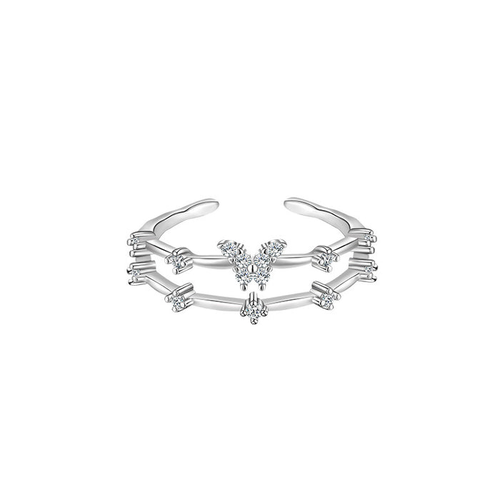 Wholesale Rings 925 Sterling Silver Butterfly Double Layer Adjustable JDC-RS-PREMCD004
