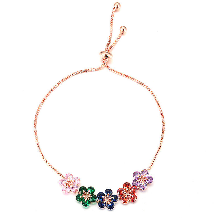Wholesale Bracelet Copper Zircon Fashion Flower Color Adjustable MOQ≥2 JDC-BT-mingY002