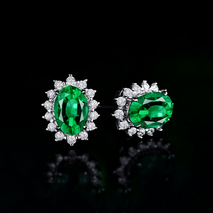 Wholesale Rhinestone Emerald Gemstone Pendant Necklace Earring Set JDC-ES-JYS010