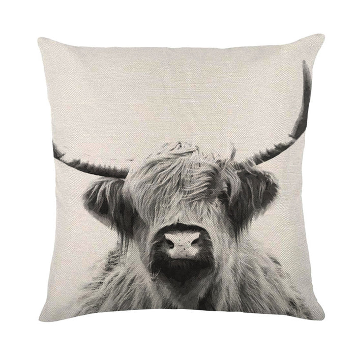 Concasa de almohada de lino linda y linda serie de animales de bull francés