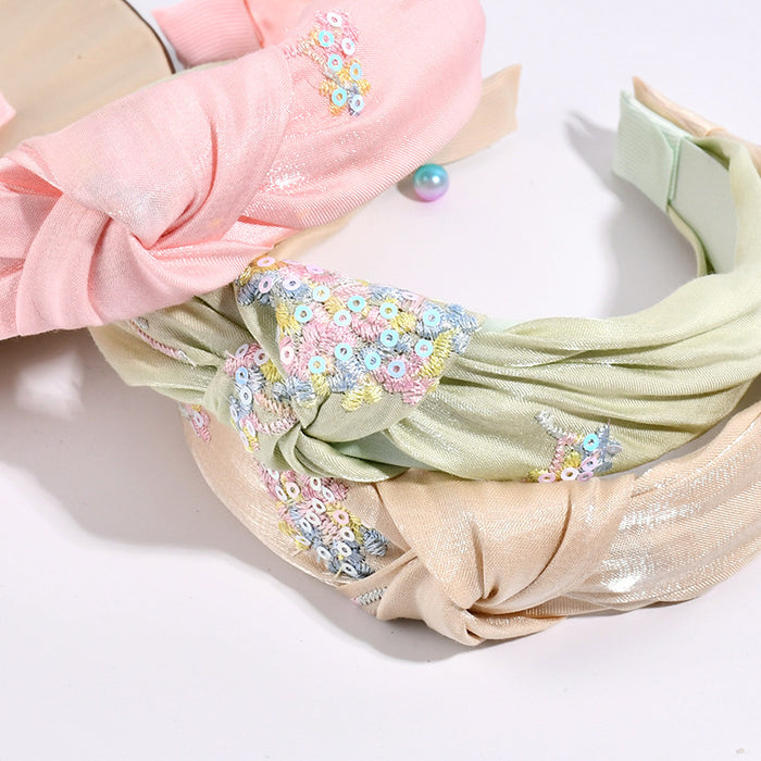 Wholesale Adult Sequin Headband Women Embroidery Sequin Bow MOQ≥3 JDC-HS-BF002