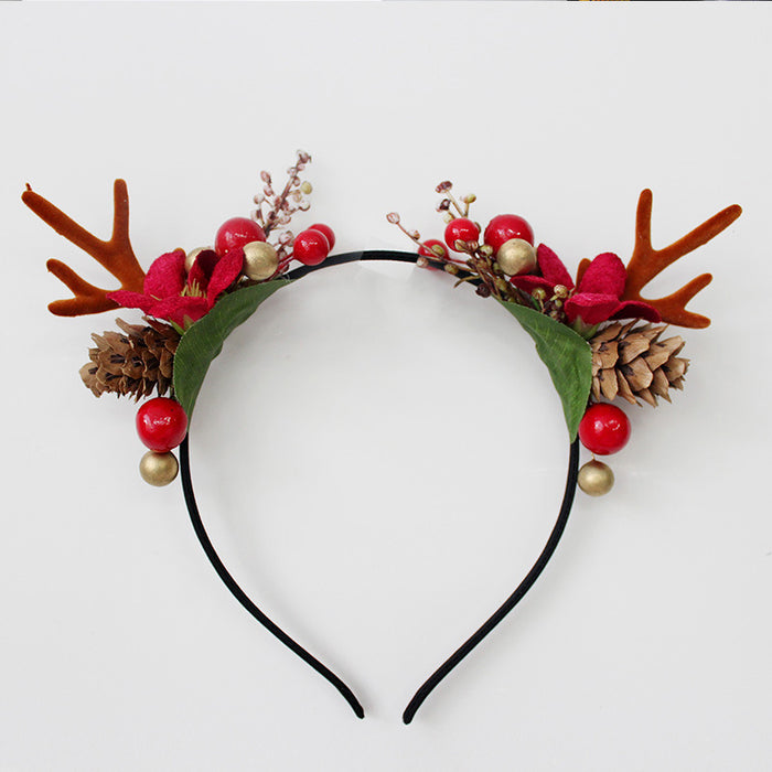Wholesale Headband Fabric Christmas Elk Antlers JDC-HD-QingH001