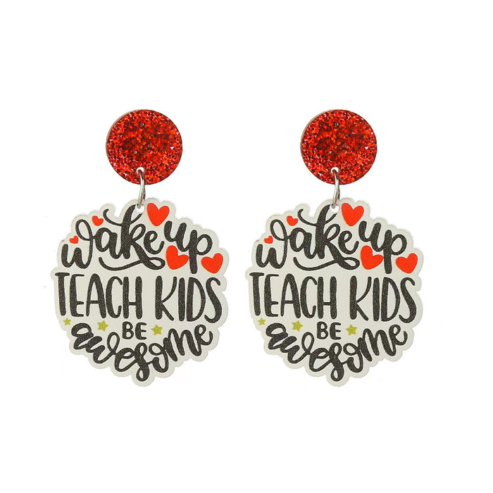 Wholesale Earrings Acrylic Teachers Day Rainbow Letters JDC-ES-Xuep074