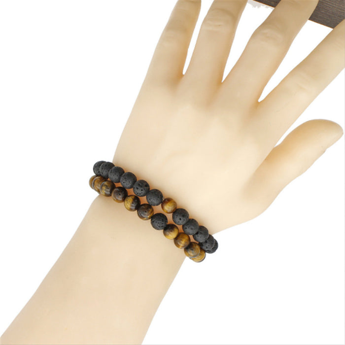 Wholesale natural stone bead bracelet 8mm turquoise tiger eye couple JDC-BT-RuiZ004