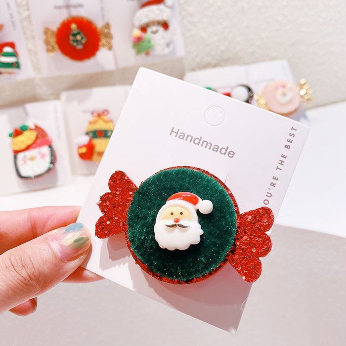 Wholesale Hair Clips Mixed Material Christmas Collection Glitter Snowman JDC-HC-HaN013