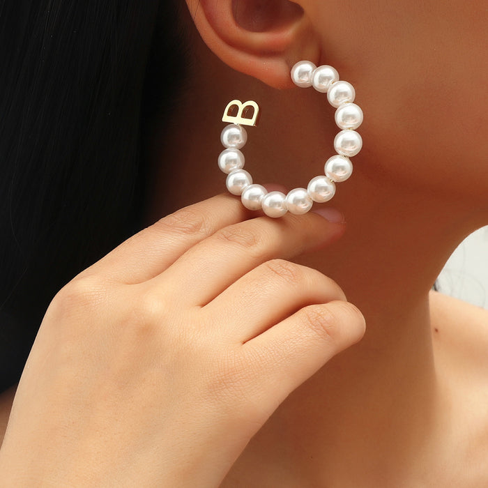 Wholesale Pearl Half Circle Pearl Earrings MOQ≥2 JDC-ES-GANL026